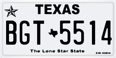 TX license plate BGT5514