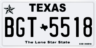 TX license plate BGT5518