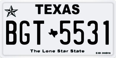 TX license plate BGT5531