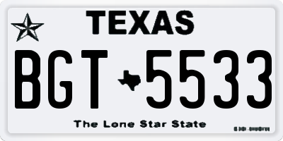 TX license plate BGT5533