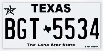 TX license plate BGT5534