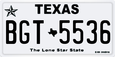 TX license plate BGT5536