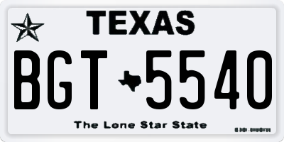 TX license plate BGT5540