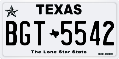 TX license plate BGT5542