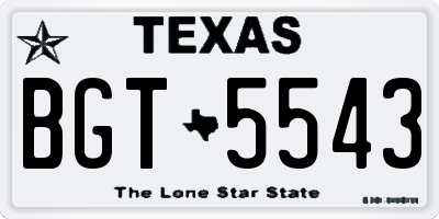 TX license plate BGT5543