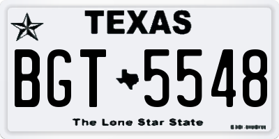 TX license plate BGT5548