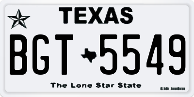 TX license plate BGT5549