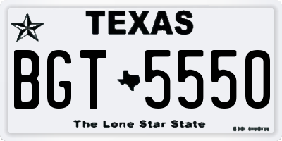 TX license plate BGT5550