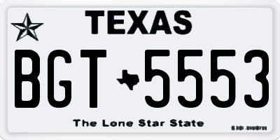 TX license plate BGT5553