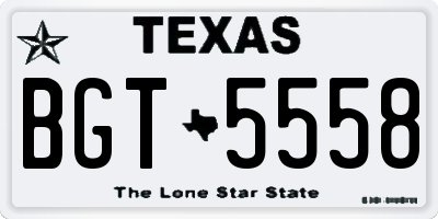 TX license plate BGT5558