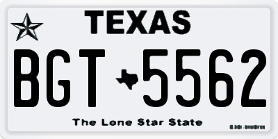 TX license plate BGT5562