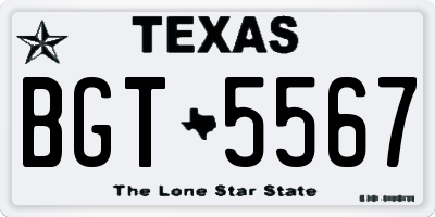 TX license plate BGT5567