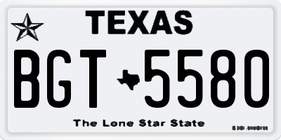 TX license plate BGT5580