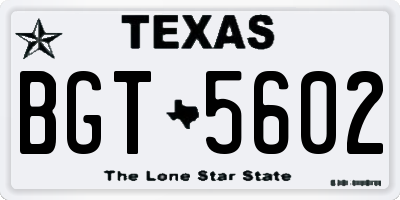 TX license plate BGT5602