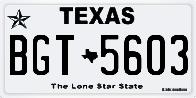 TX license plate BGT5603