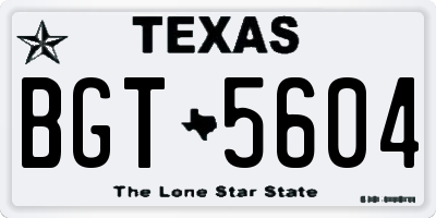 TX license plate BGT5604