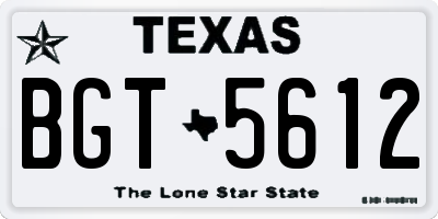 TX license plate BGT5612