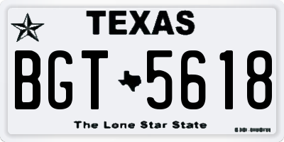 TX license plate BGT5618
