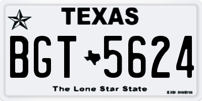 TX license plate BGT5624