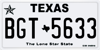 TX license plate BGT5633