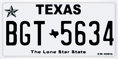 TX license plate BGT5634