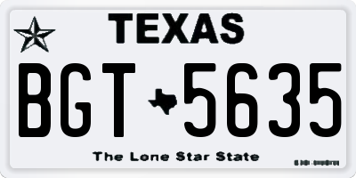 TX license plate BGT5635