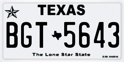 TX license plate BGT5643