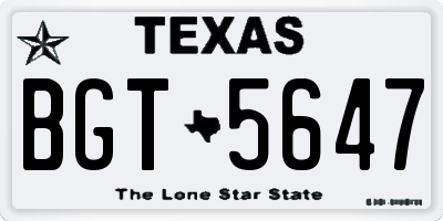 TX license plate BGT5647
