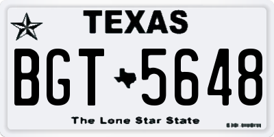 TX license plate BGT5648
