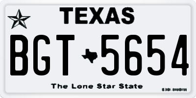 TX license plate BGT5654