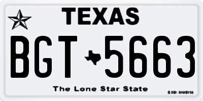 TX license plate BGT5663