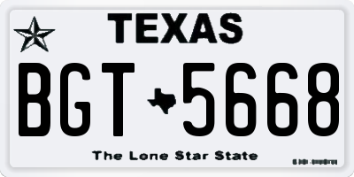 TX license plate BGT5668