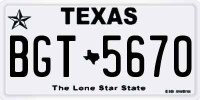 TX license plate BGT5670