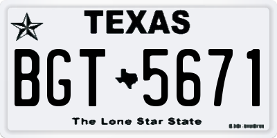 TX license plate BGT5671