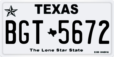 TX license plate BGT5672