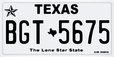 TX license plate BGT5675