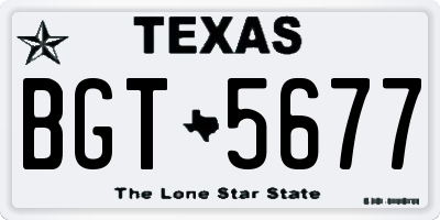 TX license plate BGT5677