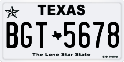 TX license plate BGT5678