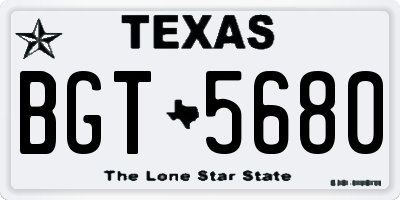 TX license plate BGT5680