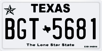 TX license plate BGT5681