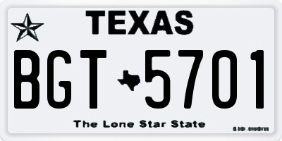 TX license plate BGT5701