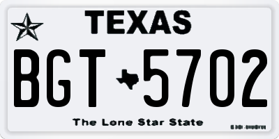 TX license plate BGT5702