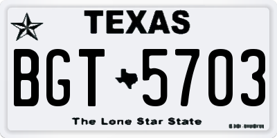 TX license plate BGT5703