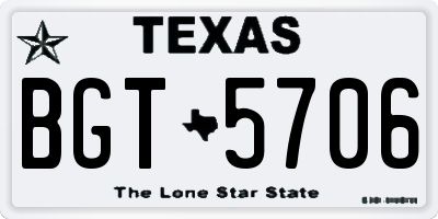 TX license plate BGT5706