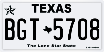 TX license plate BGT5708