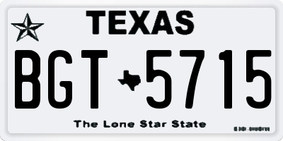 TX license plate BGT5715