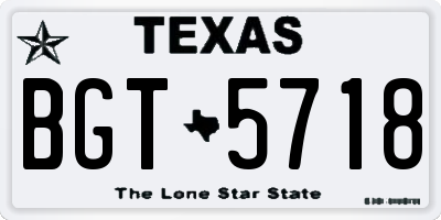 TX license plate BGT5718