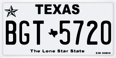TX license plate BGT5720