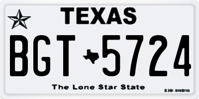 TX license plate BGT5724