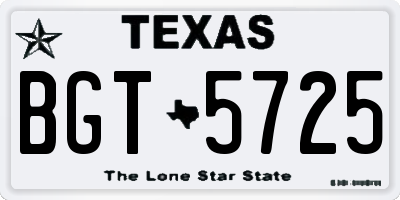TX license plate BGT5725